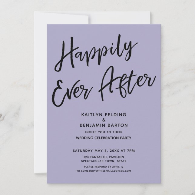 Happily Ever After Wedding Party Dusty Purple Invitation (Front)