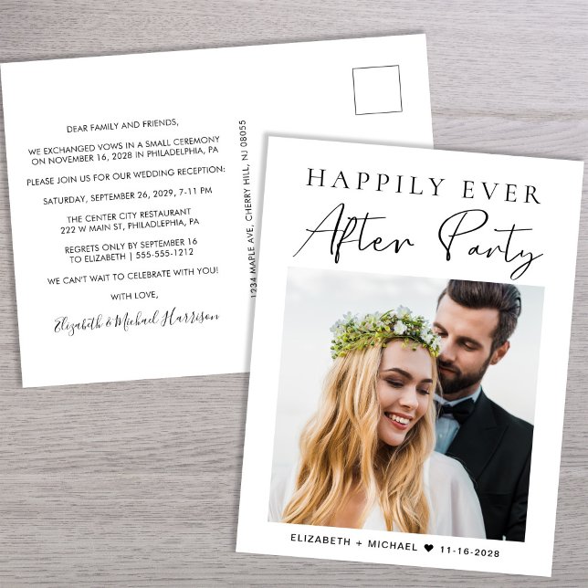 Happily Ever After Wedding Party Photo Announcement Postcard (Creator Uploaded)