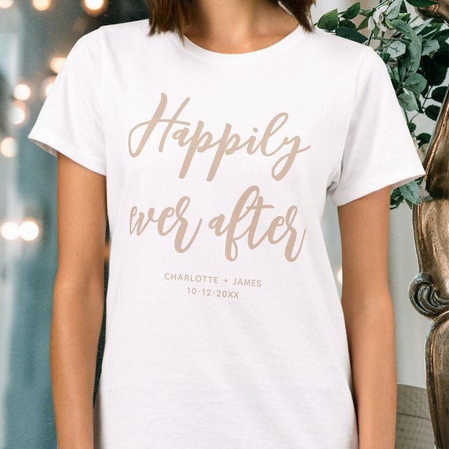 Happily ever after Wedding Personalised Beige T-Shirt (Creator Uploaded)
