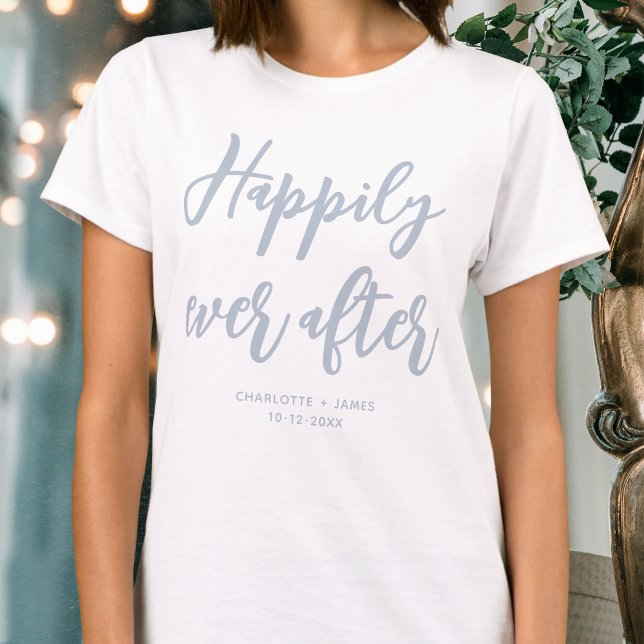 Happily ever after Wedding Personalised Dusty Blue T-Shirt (Creator Uploaded)