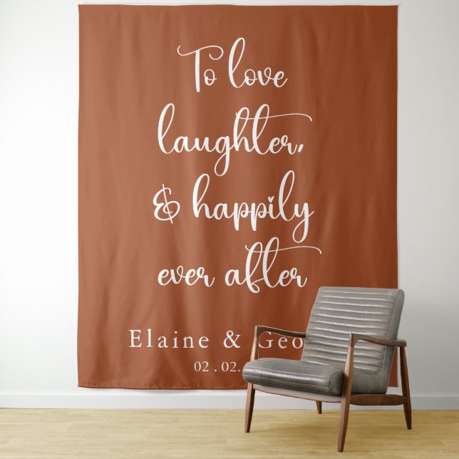 Happily Ever After Wedding Photo Prop Backdrop Tapestry (In Situ)