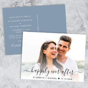 Happily Ever After Wedding Photo Save the Date Announcement Postcard