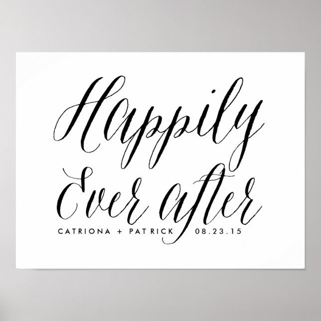 Happily Ever After Wedding Poster | Black (Front)