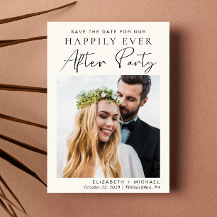 Happily Ever After Wedding Reception Photo Cream Save The Date