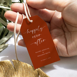 Happily Ever After Wedding Script Terracotta Rusti Gift Tags
