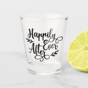 Happily ever after wedding shot glass