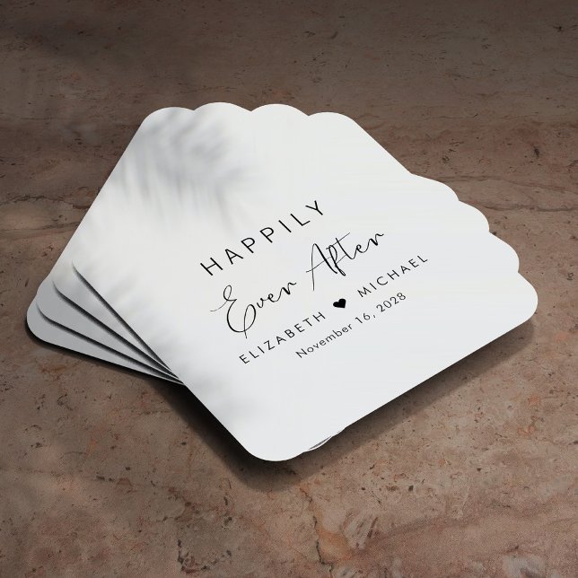 Happily Ever After Wedding Square Paper Coaster (Creator Uploaded)