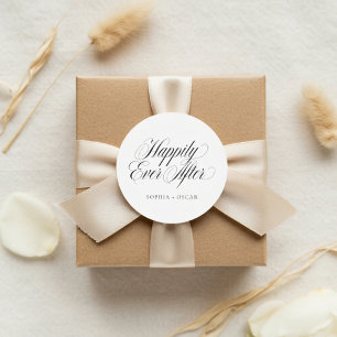 Happily Ever After Wedding Sticker   Elegant Scrip