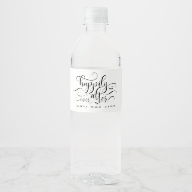 Happily Ever After Wedding Water Bottle Label (Front)