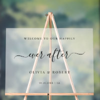 Happily Ever After Wedding Welcome Frosted Script 