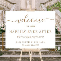 Happily Ever After White Gold Wedding Welcome