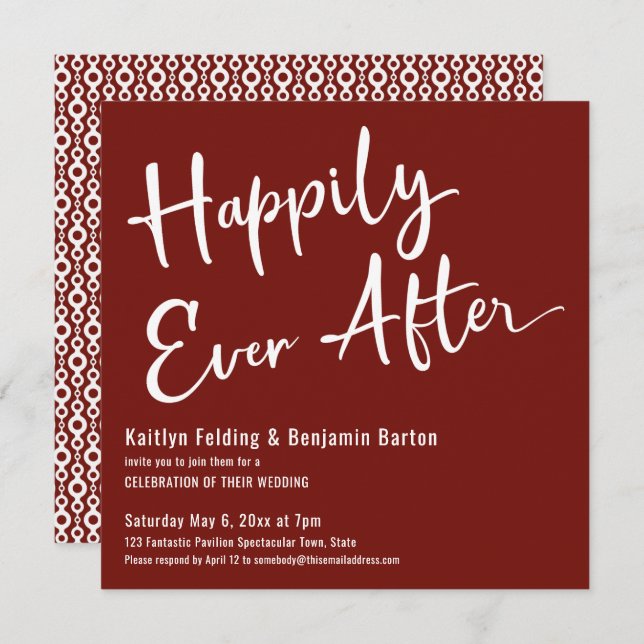 Happily Ever After White on Wine Wedding Event Invitation (Front/Back)
