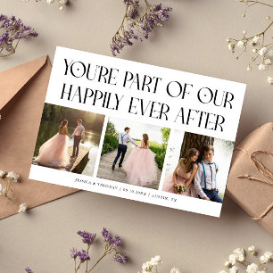 Happily Ever After White Wedding Photo Thank You Card