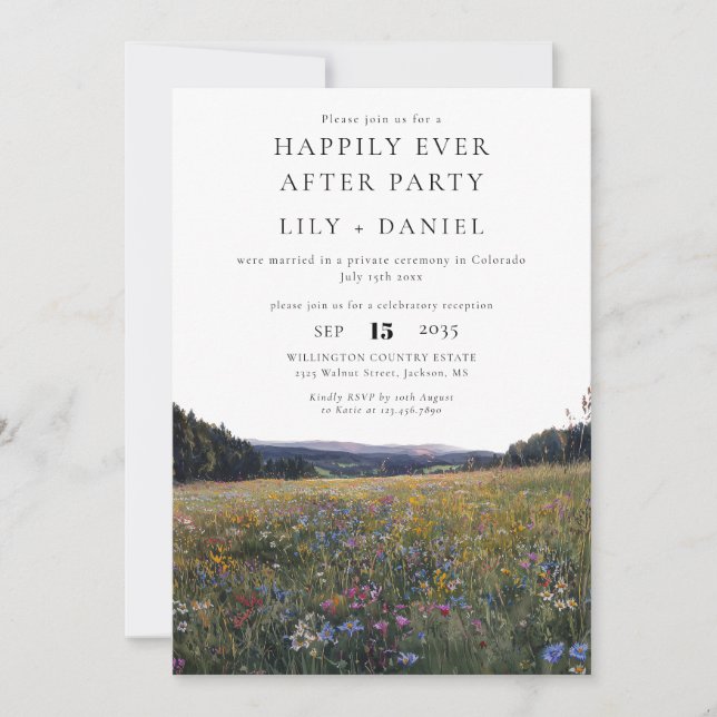 Happily Ever After Wildflowers Floral Wedding Invitation (Front)