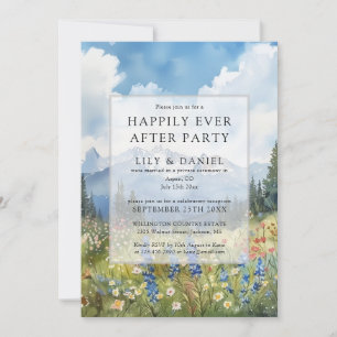 Happily Ever After Wildflowers Mountain Wedding Invitation