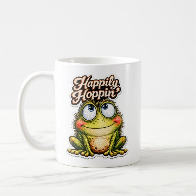 🐸 Happily Hoppin’ – Cute Frog Coffee Mug ☕✨ (Left)
