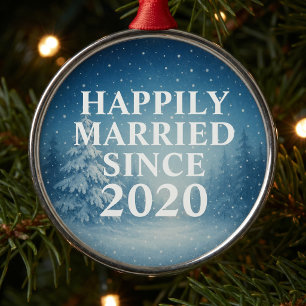 Happily Married Since Custom Couples Metal Tree Decoration