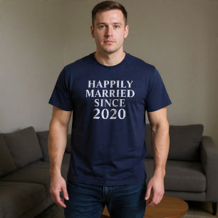 Happily Married Since Custom Couples T-Shirt