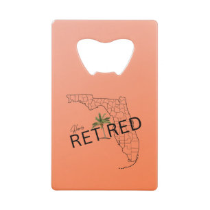 Happily Retired Florida Map and Tropical Palm Tree