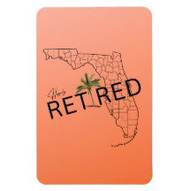 Happily Retired Florida Map and Tropical Palm Tree