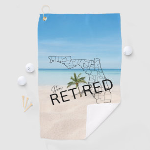 Happily Retired Florida Tropical Beach & Palm Tree Golf Towel
