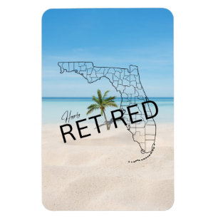 Happily Retired Florida Tropical Beach & Palm Tree Magnet