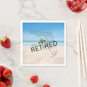 Happily Retired Florida Tropical Beach & Palm Tree Napkin