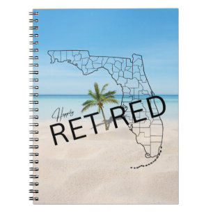 Happily Retired Florida Tropical Beach & Palm Tree Notebook