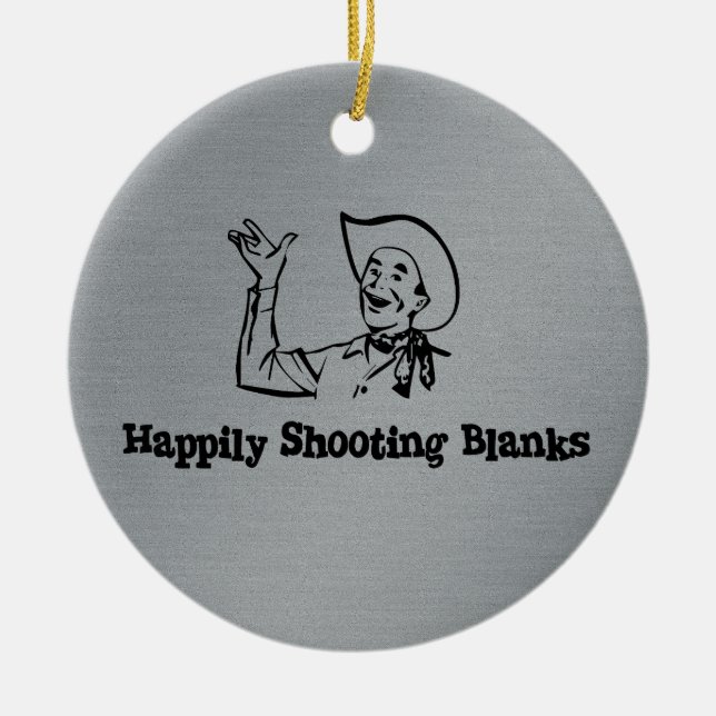 Happily Shooting Blanks Ceramic Tree Decoration (Front)