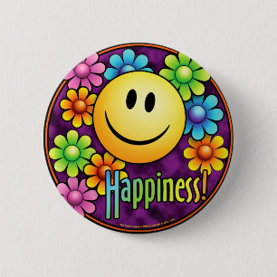 happiness! 6 cm round badge