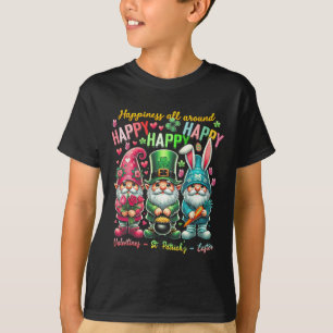 Happiness Allaround Gnome Happy Valentine St Patri T-Shirt