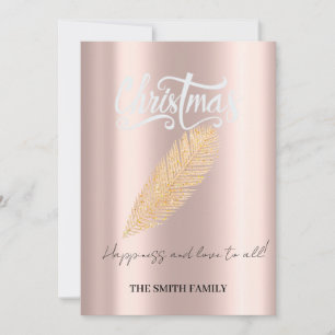 Happiness and love to all, golden pink elegance holiday card