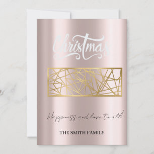 Happiness and love to all, golden pink elegance holiday card