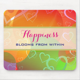 Happiness Blooms From Within -  Colourful Hearts Mouse Pad