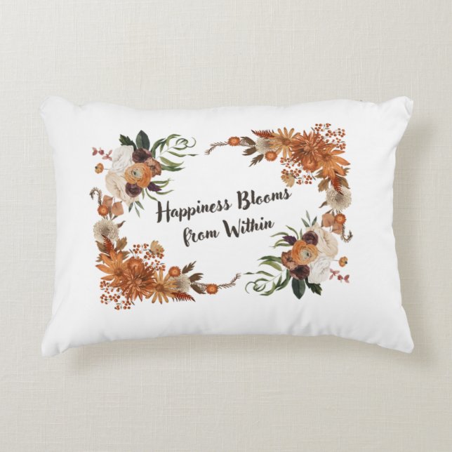 Happiness Blooms From Within Floral Throw Pillow - (Front)