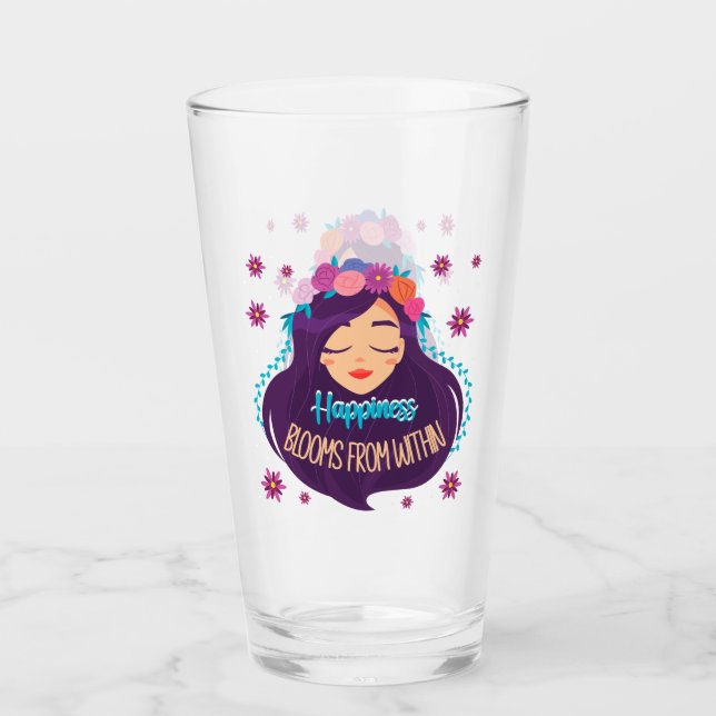 Happiness Blooms From Within Glass (Front)