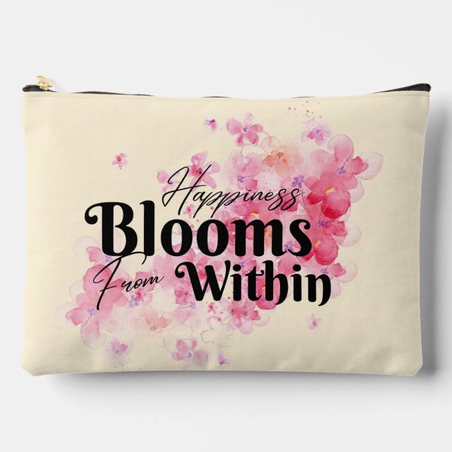 Happiness Blooms From Within Large Accessory Pouch (Front)
