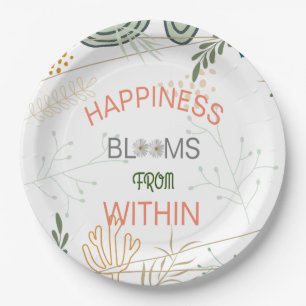 Happiness Blooms From Within Paper Plate