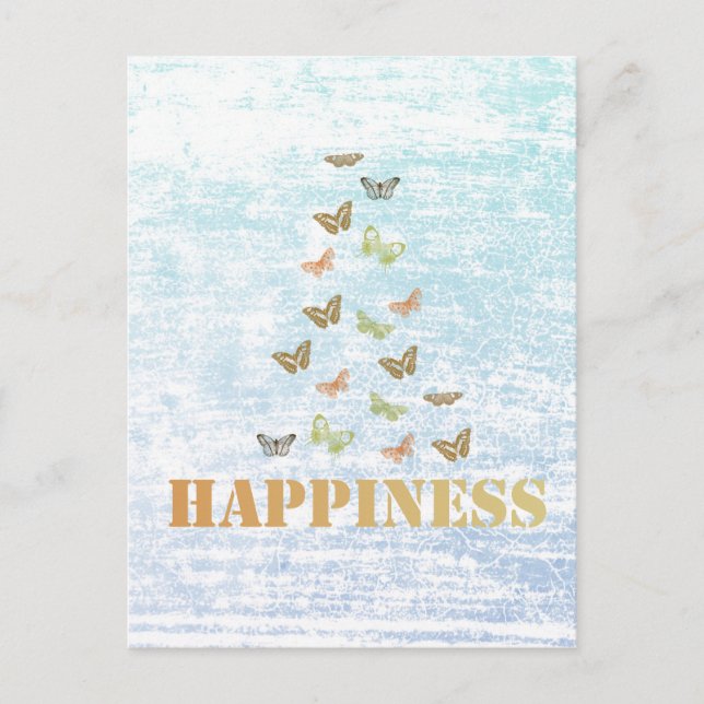 Happiness Butterflies Postcard (Front)