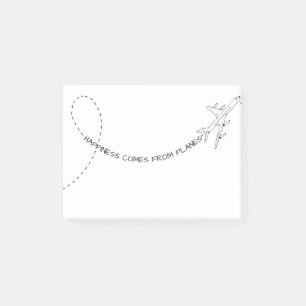 Happiness Comes From Planes (2) Post-it Notes