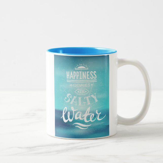 Happiness Comes In Salty Water Two-Tone Coffee Mug (Right)