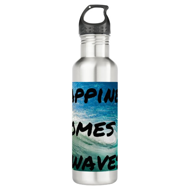 Happiness Comes In Waves 710 Ml Water Bottle (Front)
