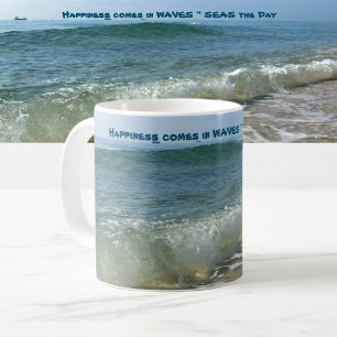Happiness Comes in Waves Breaking Surf Coffee Mug