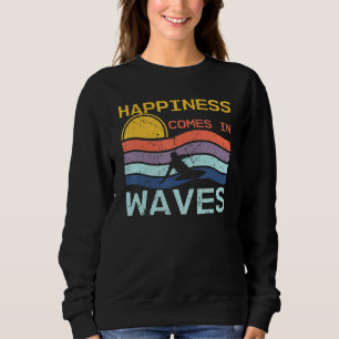 Happiness Comes In Waves Cool Retro Kitesurfers Oc Sweatshirt
