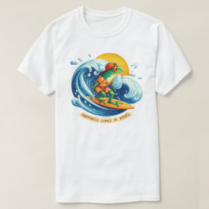 Happiness Comes In Waves Graphic Quote T-Shirt