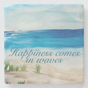 Happiness comes in waves Hard plastic coaster