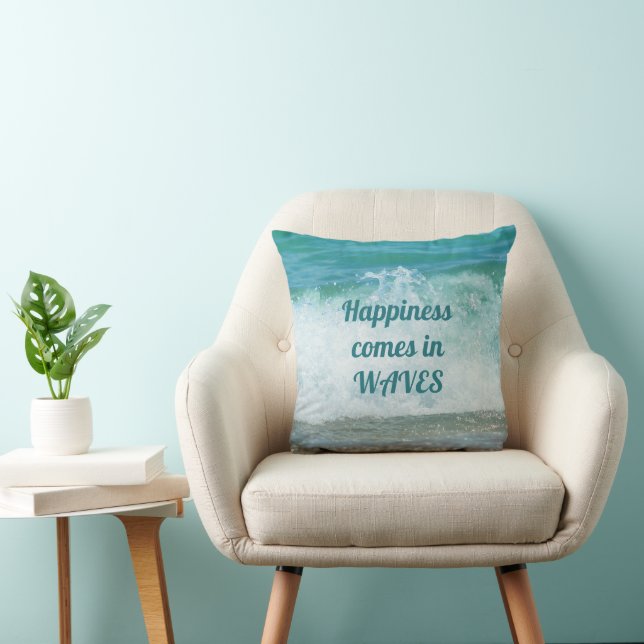 Happiness Comes in Waves Seas the Day Cushion (Chair)