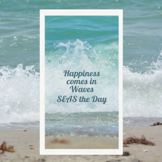 Happiness Comes in Waves Seas the Day Napkin (Creator Uploaded)