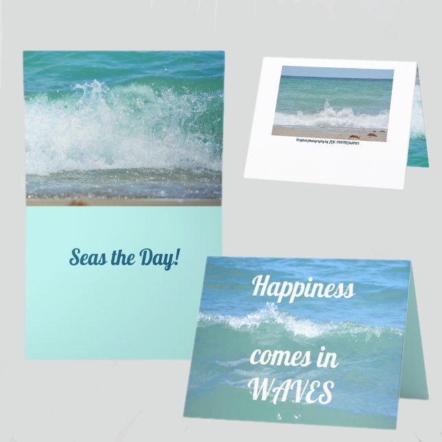 Happiness comes in Waves SEAS the Day Note Card (Creator Uploaded)