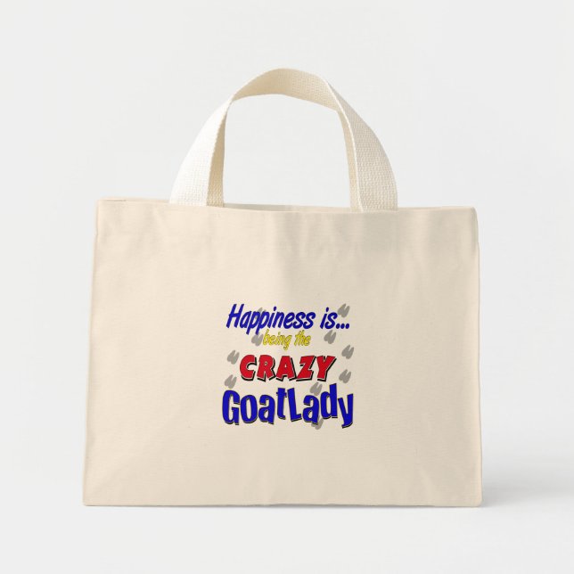 Happiness Crazy Goatlady Mini Tote Bag (Front)